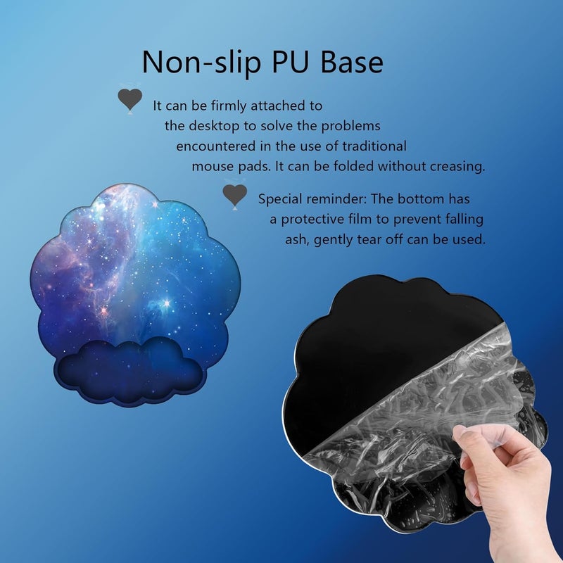 WFCYGL Cloud Wrist Rest Keyboard Galaxy Mouse Pad with Wrist Rest Ergonomic Space Wrist Pad Memory Foam Non-Slip Wrist Pad Support for Computer Laptop Gaming Home Office Relief Typing Pain Gradient Blue - Image 2